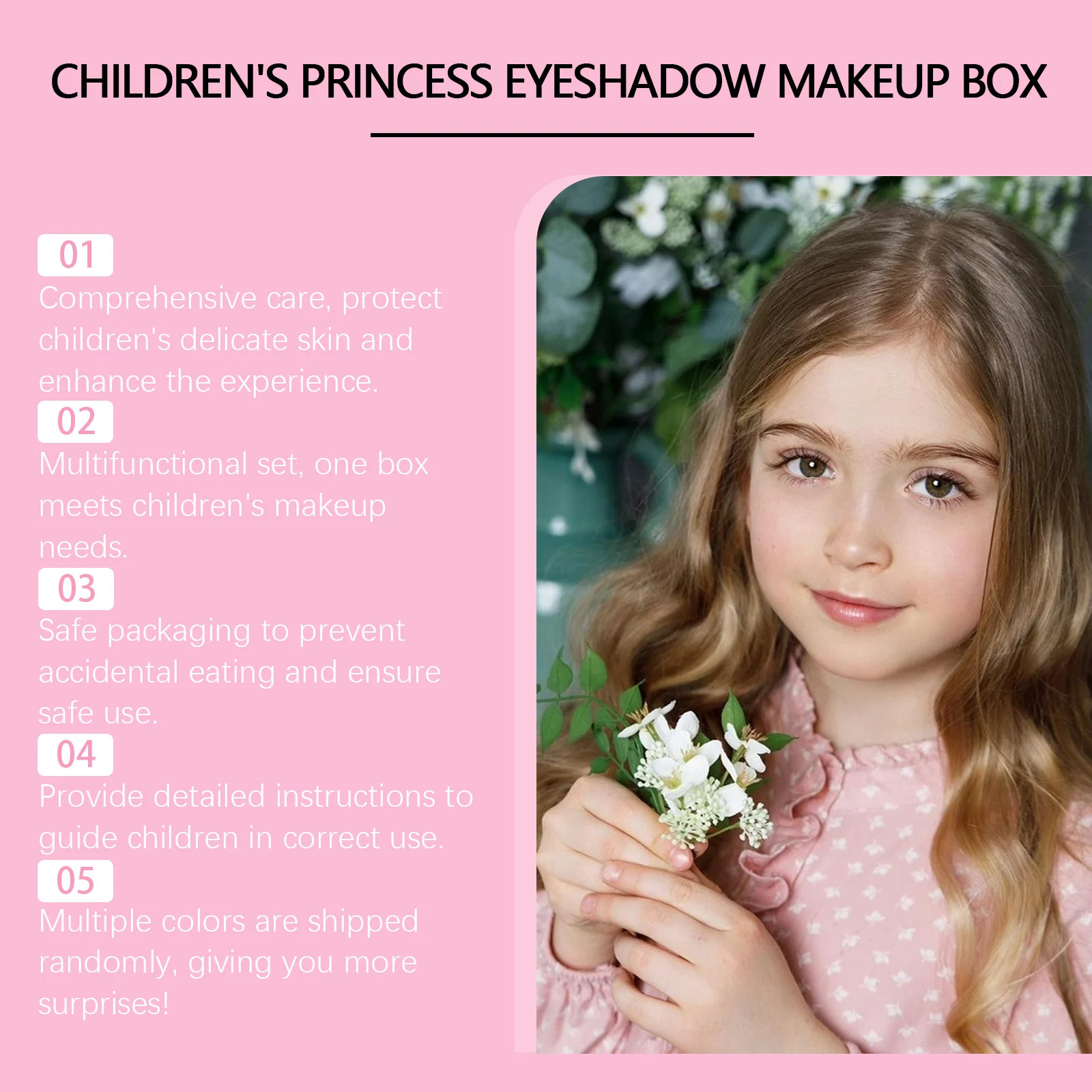 Wiieey Kids Princess Eyeshadow Makeup Box with Lipstick & Blush, Safe Play Cosmetic Set 9 kids eyeshadow makeup box wii 8sgyxhpv desc 9