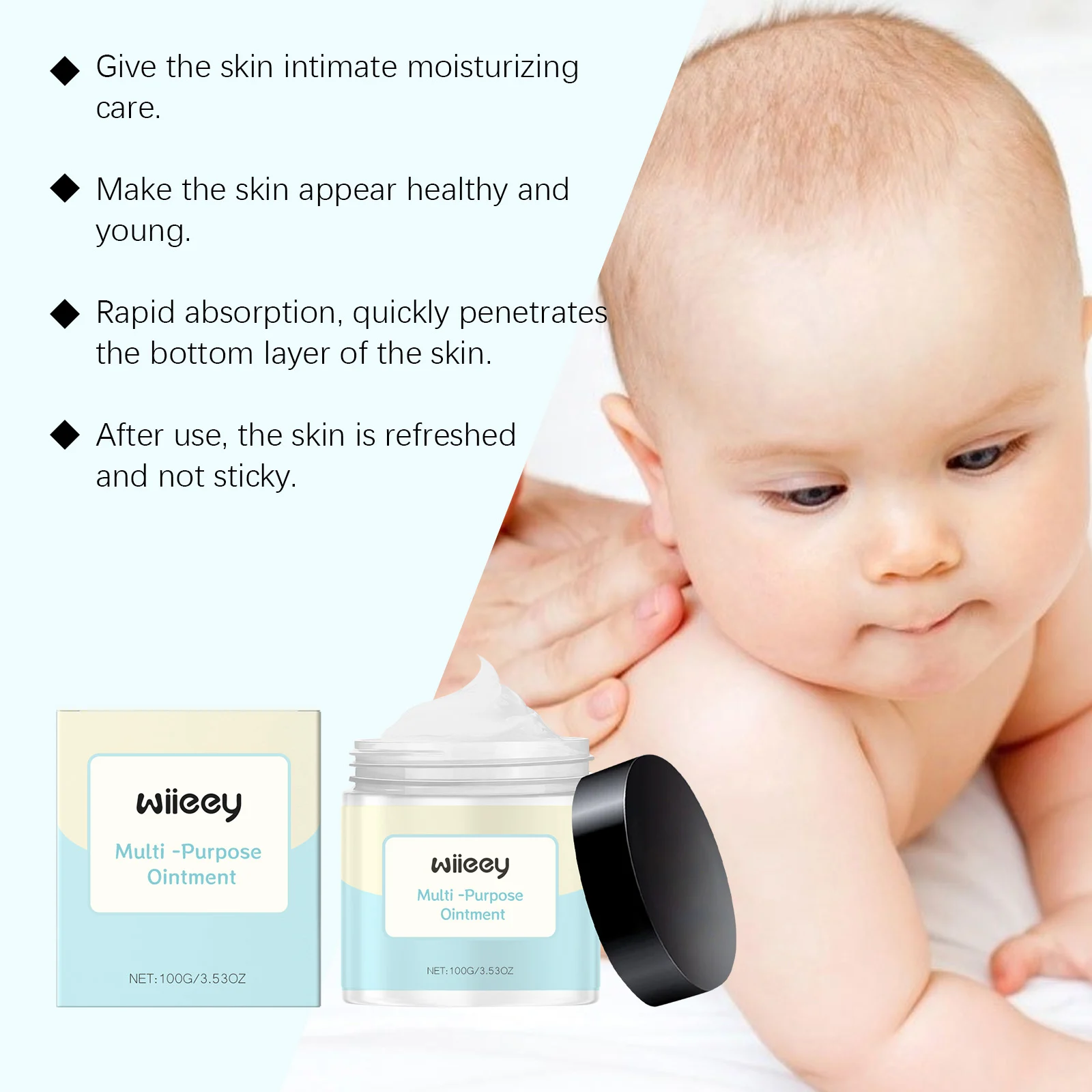 Wiieey Kids Oatmeal Ointment Multi-Purpose Soothing Cream for Baby Skin Relief 8 kids oatmeal ointment cream wii swnydyrw desc 8