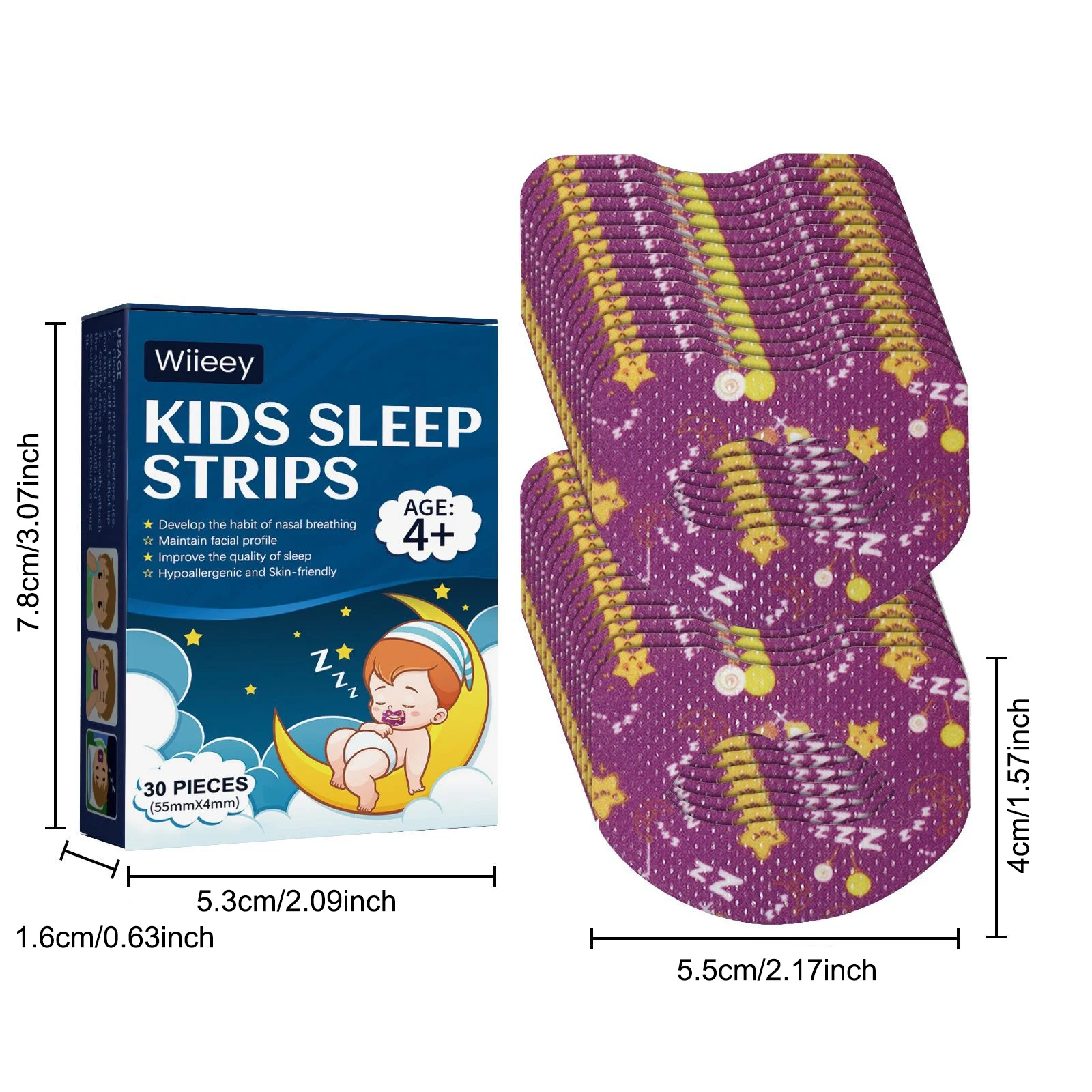 Wiieey Mouth Tape for Sleeping, Correct Mouth Breathing, Anti-Snoring, Kids & Adults 1 mouth breathing correction strips wii sqcpb2mt desc 1