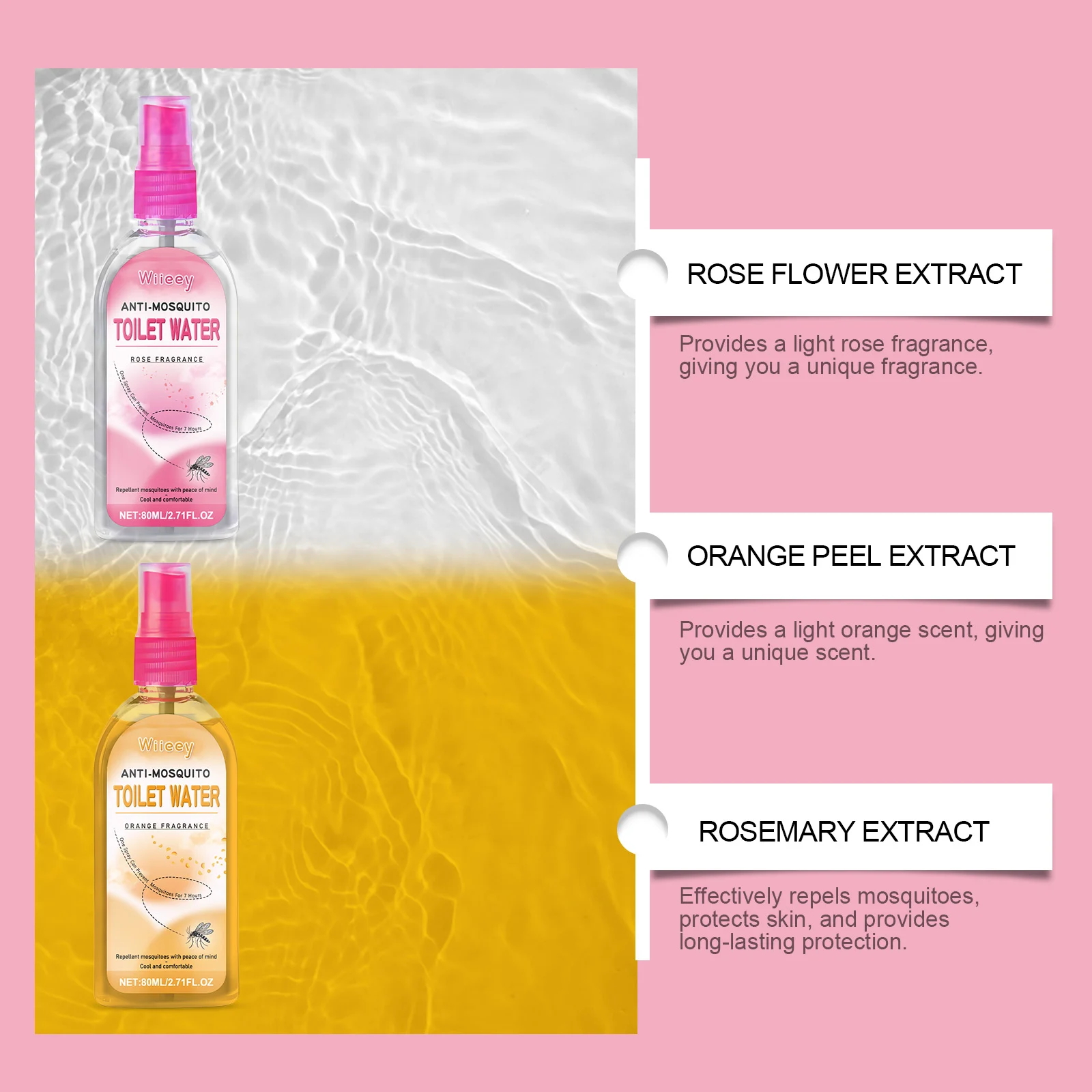 Wiieey Anti-Itch Mosquito Repellent Spray for Pregnant Women & Babies Orange Fragrance 5 wiieey mosquito repellent spray pregnant babies rose scent 80ml wii fyequgej desc 6